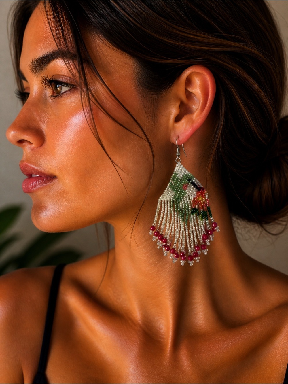Hummingbird - Handwoven Beaded Earrings